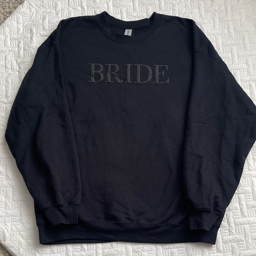 Gildan Black Crewneck Sweatshirt with BRIDE LOGO.